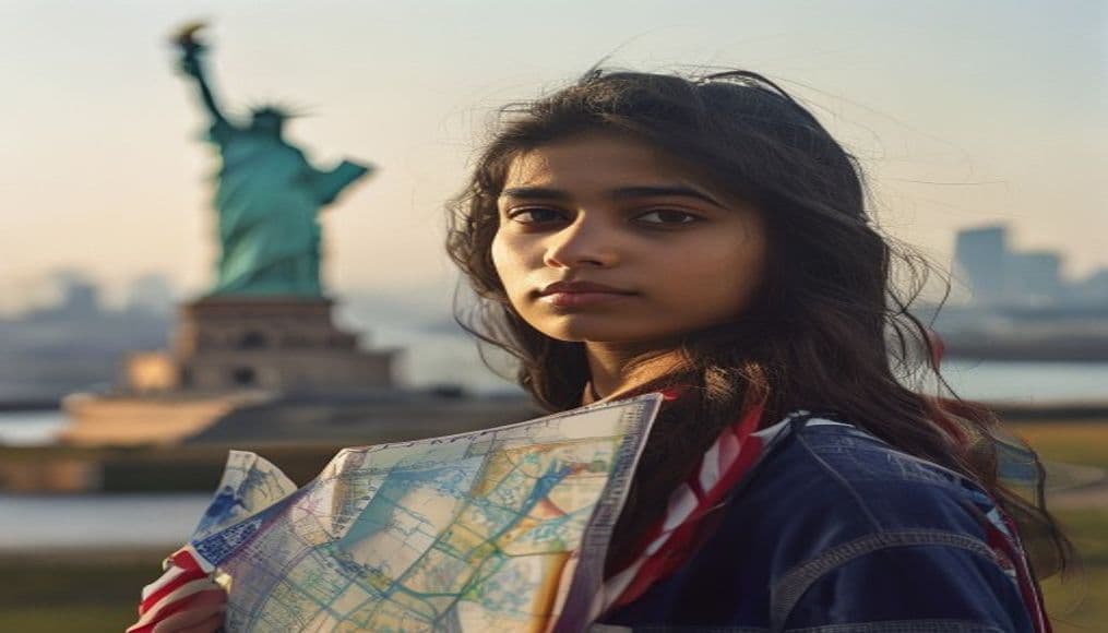 United States study-abroad news hero: Statue of Liberty / US Capitol with national flag or map symbolism — <think> Here's a thinking process: 1. **Analyze User Input:** - **Agent Profile:** Meera (meera), NexStudy's senior study-abroad content str